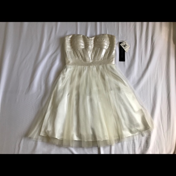 Aidan Mattox Faux Leather Strapless Dress - NWT - Picture 2 of 8